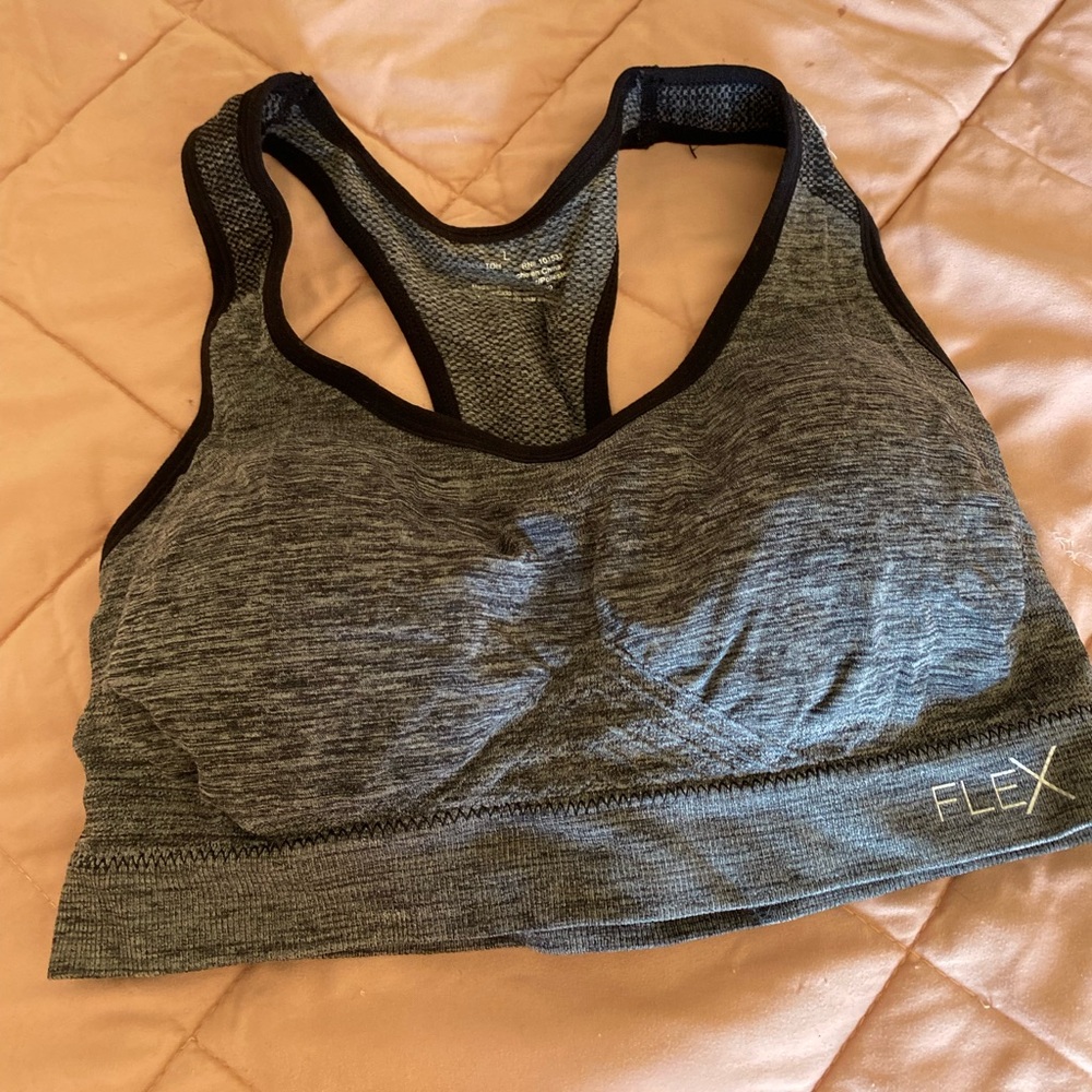FLEX Heather Gray Sports Bra with Black Trim